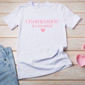 Champagne For Breakfast Girly Valentine’s Day Graphic T-Shirt
